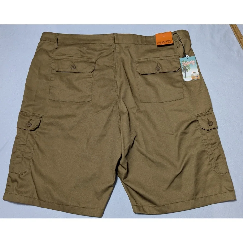 HUNTINGTON BC Men‎ Big & Tall 48 (Actual 50x12) British Khaki Cargo Shorts NEW